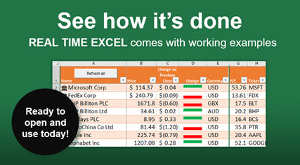 Real-Time Excel - get live stock prices, currency rates and more